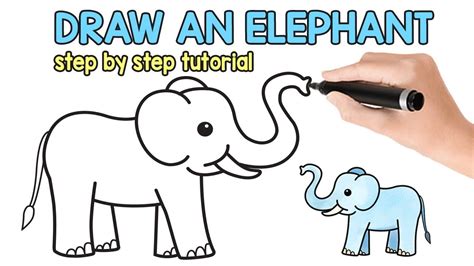 animals on land drawing|How to draw an elephant easily .